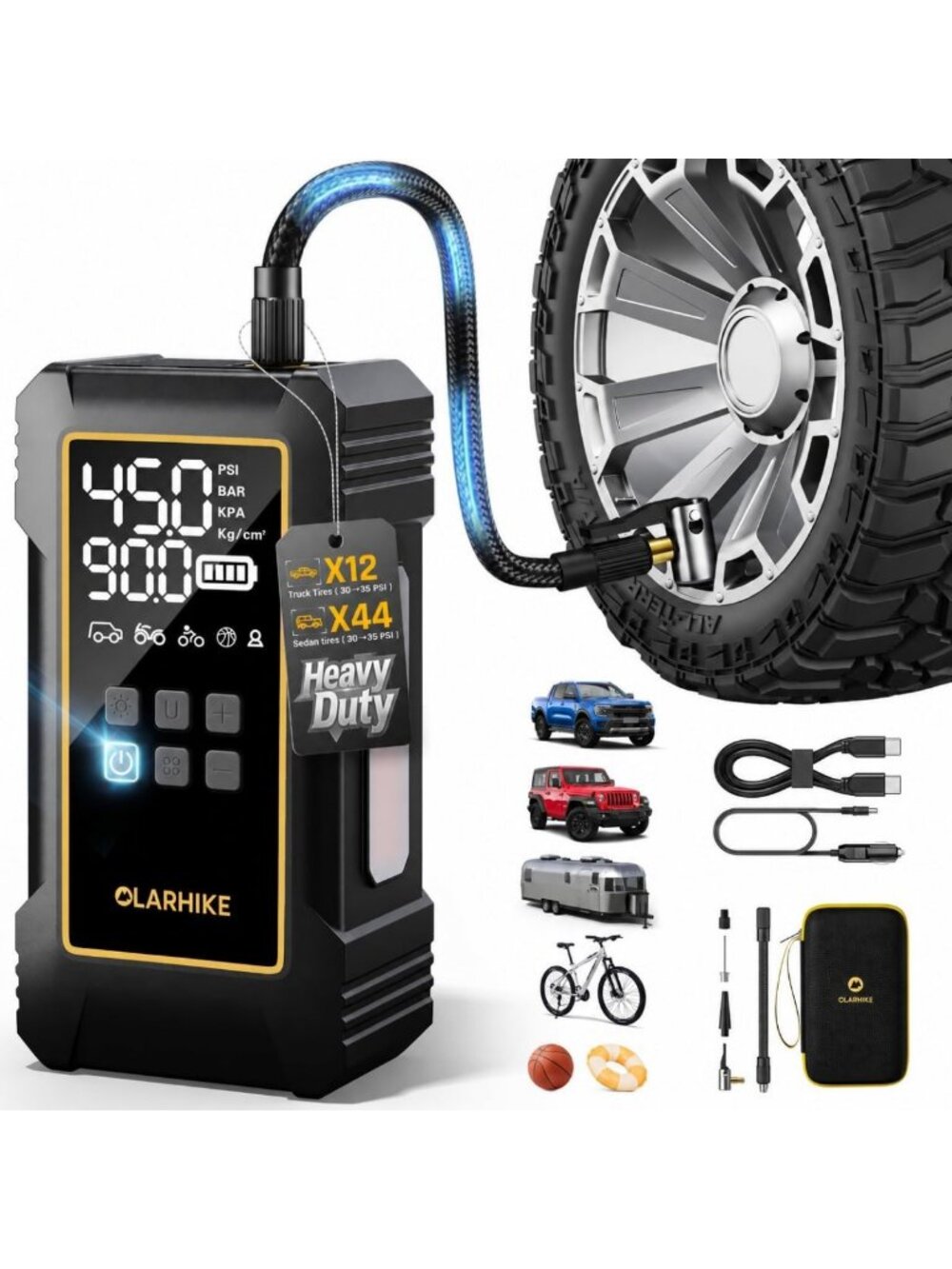 OlarHike 12000mAh Heavy Duty Tire Inflator Portable Air Compressor